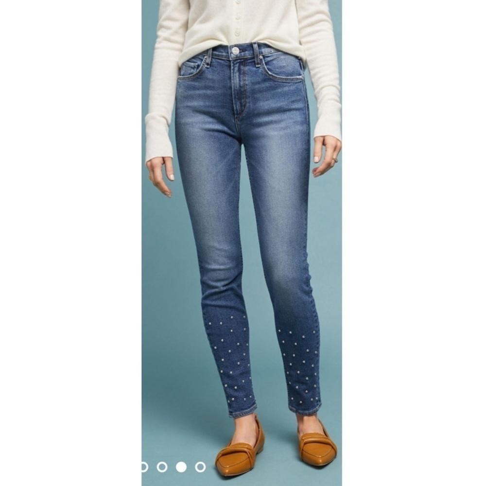 Anthropologie Hey There Stud Blue McGuire Newton High-Rise Skinny Jeans EUC 26